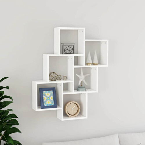 Berkfield Wall Cube Shelf White 78x15x93 cm Engineered Wood
