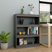 Berkfield Book Cabinet/Room Divider Grey 100x30x103 cm Solid Pinewood
