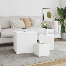 Berkfield Side Tables 3 pcs White Engineered Wood