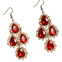Pair of Vibranting Multicolor Drop Earrings Elegant Dangle-Red