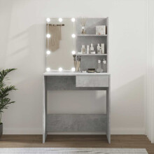 Berkfield Dressing Table with LED Concrete Grey 74.5x40x141 cm