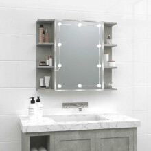 Berkfield Mirror Cabinet with LED Concrete Grey 70x16.5x60 cm