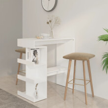 Berkfield Bar Table with Storage Rack White 100x50x101.5 cm Engineered Wood