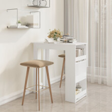 Berkfield Bar Table with Storage Rack White 102x50x103.5 cm Engineered Wood