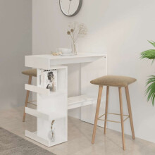 Berkfield Bar Table with Storage Rack High Gloss White 100x50x101.5 cm