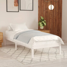 Berkfield Bed Frame without Mattress White Solid Wood Single