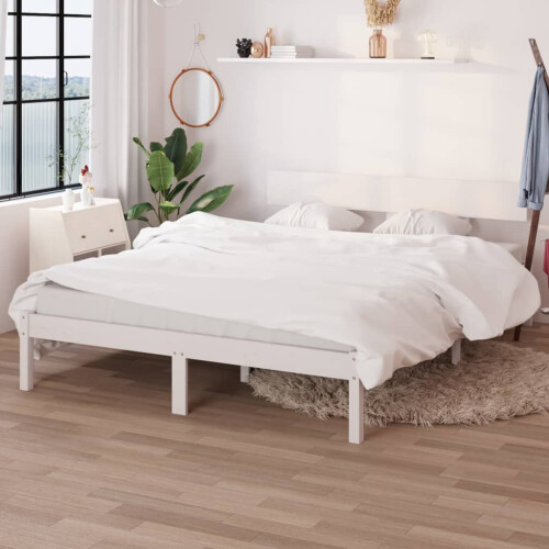 Berkfield Bed Frame without Mattress White Solid Wood Small Double