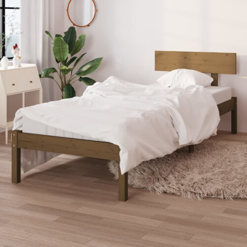 Berkfield Bed Frame without Mattress Honey Brown Solid Wood Pine Single