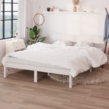 Berkfield Bed Frame without Mattress White Solid Wood Pine Double