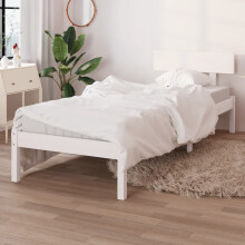 Berkfield Bed Frame without Mattress White Solid Wood Small Single