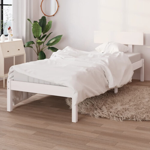 Berkfield Bed Frame without Mattress White Solid Wood Small Single