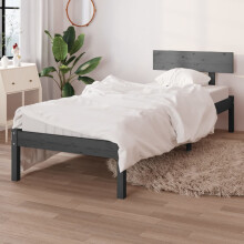 Berkfield Bed Frame without Mattress Grey Solid Wood Pine Single