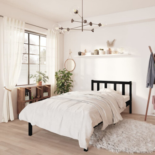 Berkfield Bed Frame without Mattress Black Solid Wood Small Single