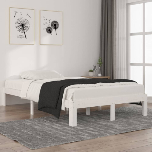 Berkfield Bed Frame without Mattress White Solid Wood Pine 120x200cm