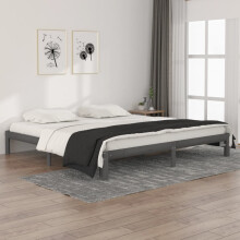 Berkfield Bed Frame without Mattress Grey Solid Wood Pine 200x200cm