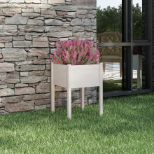 Berkfield Garden Planter White 50x50x70 cm Solid Pinewood