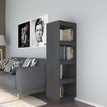 Berkfield Book Cabinet/Room Divider Grey 40x35x135 cm Solid Pinewood