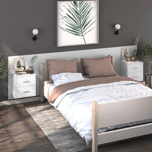 Berkfield Wall-mounted Bedside Cabinets 2 pcs White