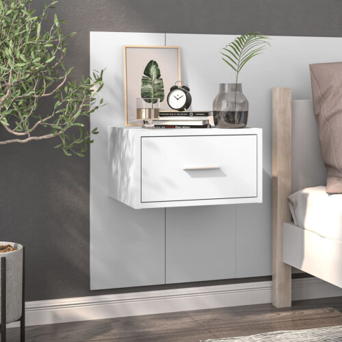Berkfield Wall-mounted Bedside Cabinet White