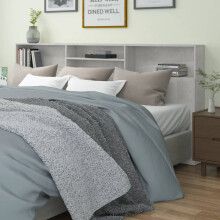 Berkfield Headboard Cabinet Concrete Grey 220x19x103.5 cm
