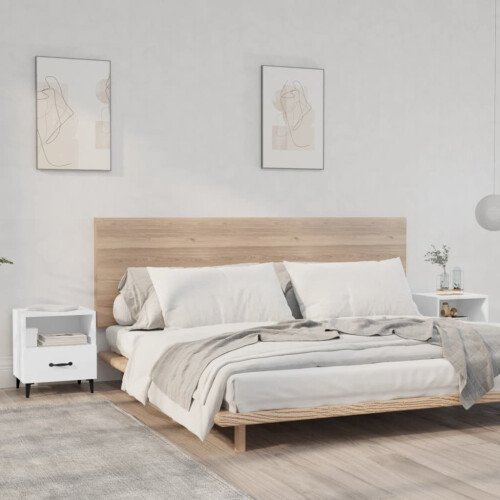 Berkfield Bedside Cabinets 2 pcs White Engineered Wood