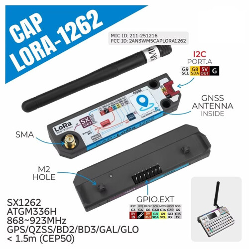 For M5Stack Official Cap LoRa 1262 for Cardputer Adv (SX1262,ATGM336H) 2