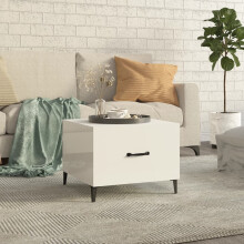 Berkfield Coffee Table with Metal Legs High Gloss White 50x50x40 cm