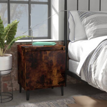 Berkfield Bed Cabinets with Metal Legs Smoked Oak 40x30x50 cm