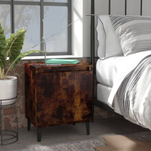 Berkfield Bed Cabinet with Metal Legs Smoked Oak 40x30x50 cm