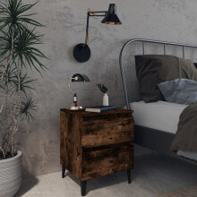 Berkfield Bed Cabinet with Metal Legs Smoked Oak 40x35x50 cm