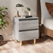 Berkfield Bed Cabinet with Solid Wood Legs Grey Sonoma 40x35x50 cm