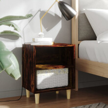 Berkfield Bed Cabinets with Solid Wood Legs 2 pcs Smoked Oak 40x30x50 cm