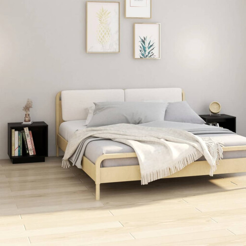 Berkfield Bedside Cabinets 2 pcs Black 40x30x40 cm Solid Wood Pine