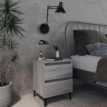 Berkfield Bed Cabinets with Metal Legs 2 pcs Grey Sonoma 40x35x50 cm
