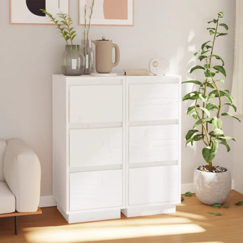 Berkfield Sideboards 2 pcs White 32x34x75 cm Solid Wood Pine