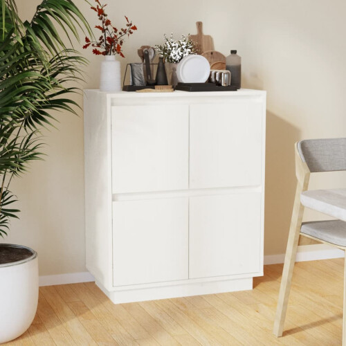 Berkfield Sideboard White 60x34x75 cm Solid Wood Pine