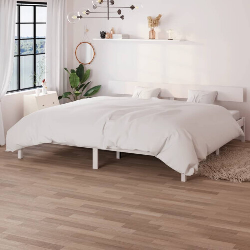 Berkfield Bed Frame without Mattress White Solid Wood Super King