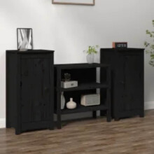 Berkfield Sideboards 2 pcs Black 39x35x80 cm Solid Wood Pine