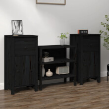 Berkfield Sideboards 2 pcs Black 40x35x80 cm Solid Wood Pine