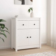 Berkfield Sideboard White 70x35x80 cm Solid Wood Pine