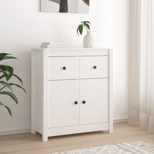 Berkfield Sideboard White 70x35x80 cm Solid Wood Pine