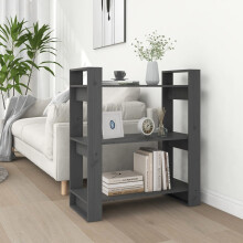 Berkfield Book Cabinet/Room Divider Grey 80x35x91 cm Solid Wood Pine