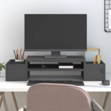 Berkfield Monitor Stand Grey 70x27.5x15 cm Solid Wood Pine