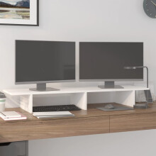 Berkfield Monitor Stand White 100x27x15 cm Solid Wood Pine