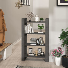 Berkfield Book Cabinet/Room Divider Grey 80x35x125 cm Solid Wood Pine