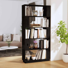 Berkfield Book Cabinet/Room Divider Black 80x25x163.5 cm Solid Wood Pine