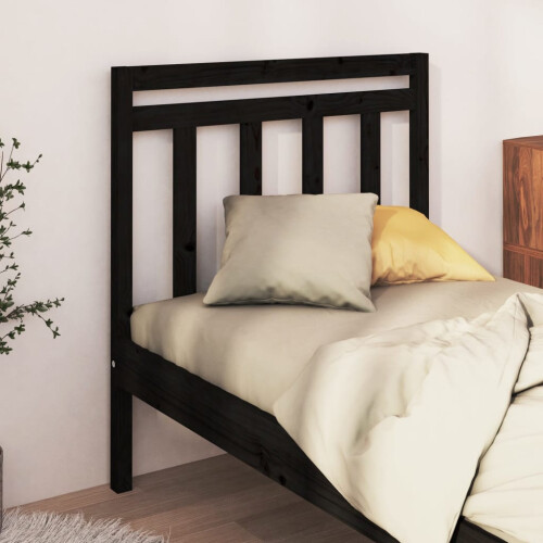 Berkfield Bed Headboard Black 81x4x100 cm Solid Wood Pine