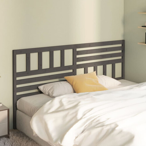 Berkfield Bed Headboard Grey 186x4x100 cm Solid Wood Pine