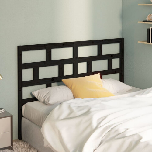 Berkfield Bed Headboard Black 146x4x100 cm Solid Wood Pine