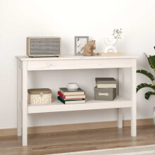 Berkfield Console Table White 110x40x75 cm Solid Wood Pine